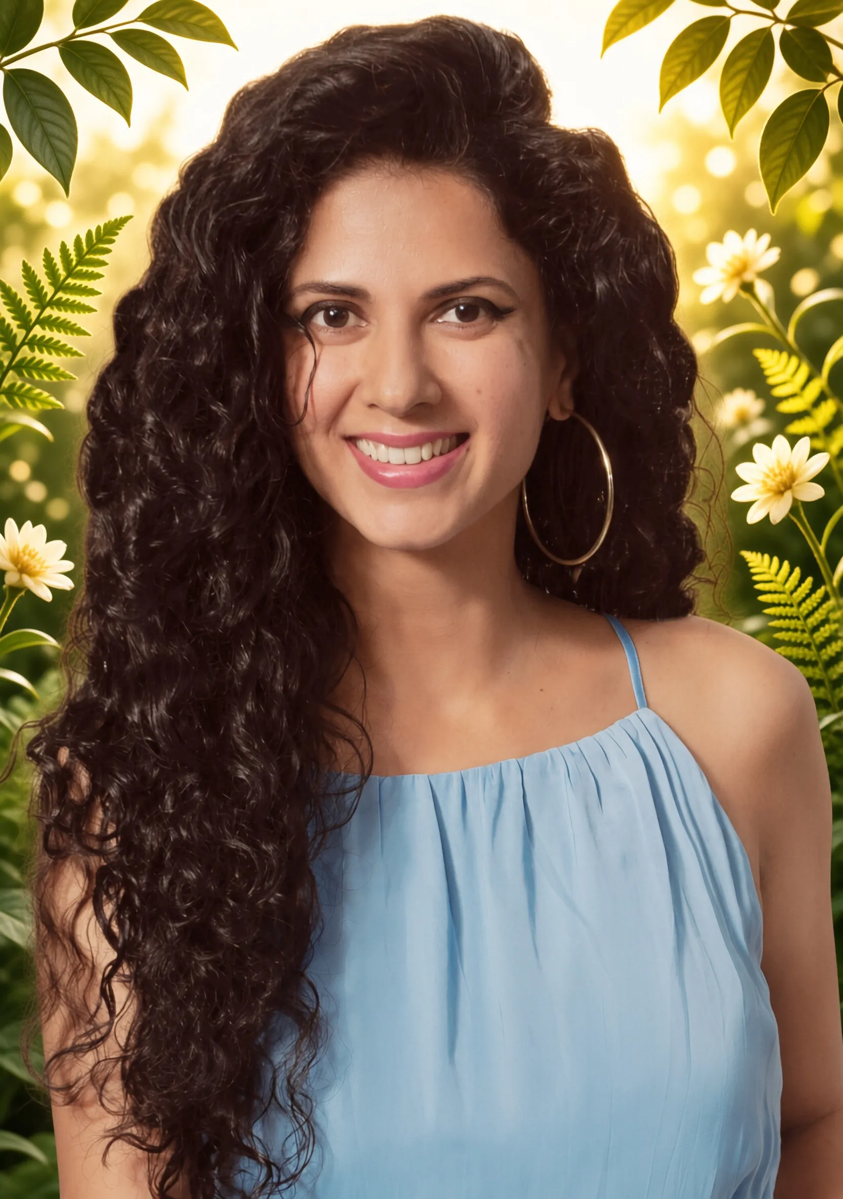 Daisy Bopanna smiling, with long curly dark hair
